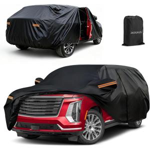Waterproof Car Cover Custom Fit for Cadillac Escalade 2021-2025, All Weather Outdoor SUV Covers with Zipper Door, Windproof Bands Cover, for Snow Rain Sun Protect (Escalade ESV, 230 inch)