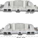 2701 Intake Manifold Aluminum Dual Plane SBC Compatible with Chevy Small Block 305 327 350 262-400 V8 Engine 1955-1986 5500 RPM Range Silver