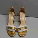 DREAM PAIRS Women's Chunk Low Heel Pump Sandals, Size 7.5, Gold-Metallic, CHUNK