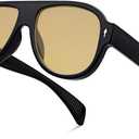 Retro Aviator Sunglasses for Women Men Trendy 70s Vintage Plastic Square Eyewear Tinted Lenses Sunnies