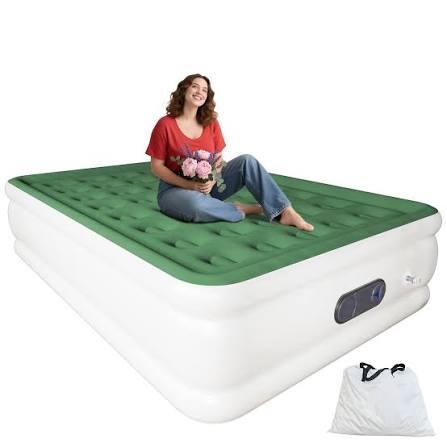 Full Size Air Mattress with Built in Pump Raised Double Blow up Bed Inflatable Camping Airbed Electric 18 Inch Tall