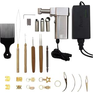 Dreadlock Machine, Dreadlock Machine Kit, Automatic Loc Machine with Multiple Tools 3 Replacement Holes(0.2/0.39/0.63in), Dreadlocks Jewelry, Barber Hair Brush, Hair Locking Tools, Dreadlock Crochet Hook