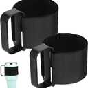 Tumbler Handle for 30OZ YETI Rambler, RTIC, Owala, Ozark Trail Travel Mug, Adjustable Handle Fit for 20Oz - 64Oz Water Bottles, Anti Slip Cup Handle for Tumblers, Tumbler Bottle Holder (Black, 2PCS)