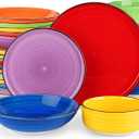 Vancasso Bonita Dinnerware Sets 24 Pieces, Stoneware Dishes Set for 6, Dinner Platers with Bowls Set, Dinshwasher and Microwave Safe