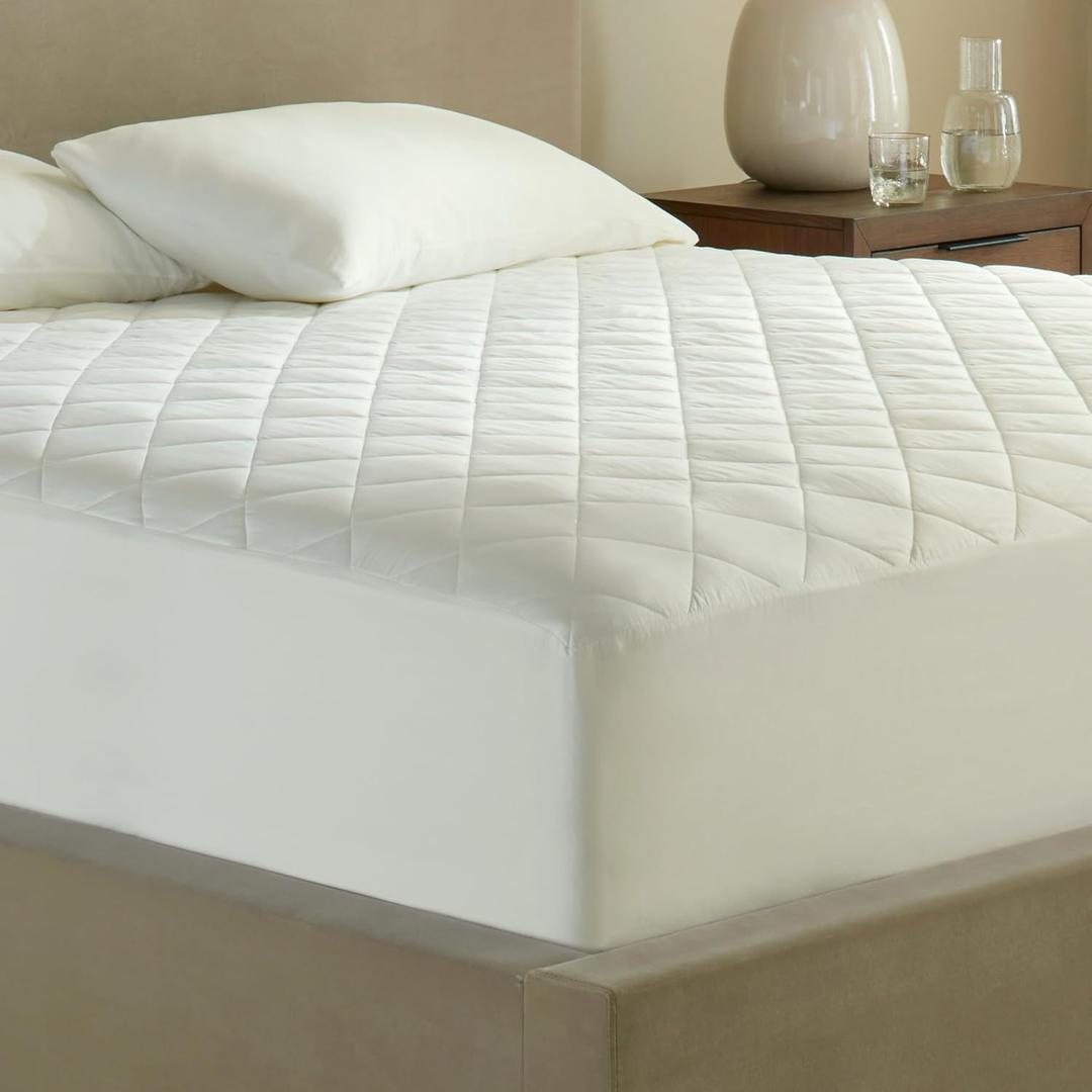 Saatva Organic Queen Size Mattress Pad, Diamond-Quilted Mattress Pad