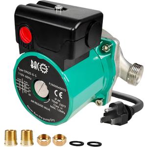 BACOENG Hot Water Recirculating Pump, 3/4" NPT 110V Automatic Circulator Pump with Stainless Steel Head for Solar Heater (US Plug)