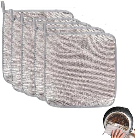Jefuzh 2025 New Multipurpose Wire Dishwashing Rags for Wet and Dry，Multipurpose Wire Dishwashing Rags,Wire Dishcloth for Home Kitchen Dishes, Sinks Pack of 5  (5 Pcs each pack )