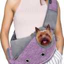 PetAmi Dog Sling Carrier for Small Dogs, Puppy Carrier Sling Purse, Dog Bags For Traveling, Carrying Bag to Wear Medium Cat, Adjustable Crossbody Pet Sling Travel Poop Bag Dispenser, Max 10lbs, Purple