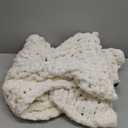 L'AGRATY Chunky Knit Blanket Throw - Soft Chenille Yarn Throw Blanket 40x50: Handmade Thick Cable Crochet Blankets - Large Blankets Chunky Yarn - Rope Knot Throw for Couch Sofa Bed Home Decor (Ivory)