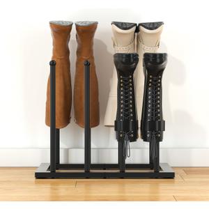 Urban Deco Free Standing Shoe Racks, Boot Organizer for Tall Boots, Black Metal Boot Rack Fit for 4 Pairs, Shoe Organizer for Dorm Room, Entryway (Black-4 pairs)
