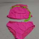 Womens Two Piece Tankini Swimsuit Tummy Control Bathing Suits Slim Halter Swimwear with High Waisted Bottom (Large, Pink and Green)