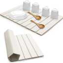 AIFLM Large Stone Dish Drying Mats for Kitchen Counter , Quick Dry Absorbent Collapsible Dish Drying Mat, 24(L)x16(W) Diatomaceous Earth Mats for Dishes Bottles Cups,Match Any Countertop