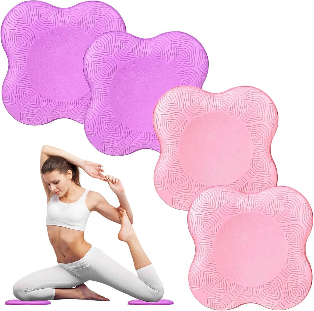 2 packs Yoga Knee Pad Mats Extra Thick for Knees Elbows Wrist Hands Head Foam Pilates Kneeling pad Yoga Knee Cushion Thick Exercise Pads for Knees Elbows Wrist Hands Head Foam Pilates Kneeling pad Support Foam Pads for Women and Men (Pink Purple)