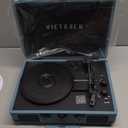 Victrola Journey Bluetooth Portable Suitcase Record Player with Built-in Speakers, 3 Speed Vinyl Record Player, RCA Out, Headphone Jack (Smoky Blue)