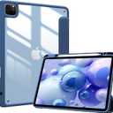 ProCase Case for iPad Pro 11 Inch 2022/2021/2020/2018 (4/3/2/1 Generation) with Pen Holder, Shockproof Smart Case Cover, Transparent Back Cover, Protective Case, Navy