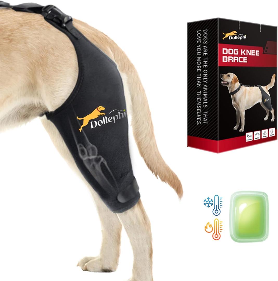Dog Knee Brace for Torn ACL Hind Leg, Hot/Cold Compress for Patella Dislocation or Osteoarthritis, Cruciate Ligament Injuries, for Medium & Large Dogs(Left Leg,XL)