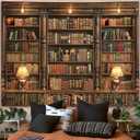 Spenlife Bookshelf Tapestry Wall Hanging Vintage Library Wall Tapestry, Old Books on Shelf Classical Study Room Student Study College Dorm Bedroom Living Room 6080 Inches