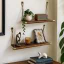 Afuly Mid Century Modern Decor Walnut Floating Shelves for Wall Mounted Shelf Unit Solid Wood Rustic Decorative Shelving Living Room Bedroom Coffee Bar Bathroom Display Plant Photo 24in&20in, 24 inches x 5.3 inches x 10 inches