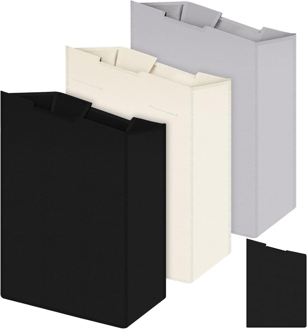 Windyun 3 Pcs Hypotenuse Laundry Sorter Replacement Bags Hamper Cart Removable Replacement Bags Laundry Storage Organizer Bag Hamper Liner, No Hooks 14.76 x 8.66 x 23.23/19.29" (Black,Beige,Gray)