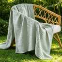 BEDELITE Cooling Waffle Twin XL Blanket Lightweight Breathable Cotton Summer Blanket of Rayon Derived from Bamboo for Hot Sleepers, Soft Throws for Bed, Couch and Sofa, Sage Green, 66x90 Inches