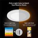 Meconard 6 Pack 6 Inch 5CCT LED Recessed Lighting with Night Light, 2700K/3000K/3500K/4000K/5000K Selectable Ultra-Thin LED Recessed Ceiling Lights, 12W=110W, 1050LM, Dimmable Canless Wafer Downlight (White)