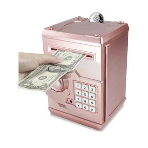 Mini ATM Piggy Bank ATM Machine Best Gift for Kids,Electronic Code Piggy Bank Money Counter Safe Box Coin Bank for Boys Girls Password Lock Case (Rose Gold)