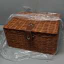 Set of 3 Woven Wicker Storage Basket Box with Lids & Lock, Built-in Carry Handles, Multifunctional Storage Organizer for Nursery, Baby, Clothes, Toys, Books, Large/Medium/Small Size (Natural)