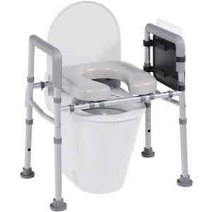Toilet Seat Riser for Seniors, Raised Toilet Seat with Handles,Adjustable Height & Width, 400lb Raised Toilet Seat with Handles for Elderly, Handicap, Elevated, Pregnant, Fit Any Toilet