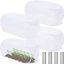 Threehoney 4 Pcs 39" x 18" x 16" Pop up Garden Mesh Plant Cover Outdoor Plant Protector Garden Row Raised Bed Cover with Ground Nails Crop Cage Net for Seedlings Vegetable Fruit Herbs (White)