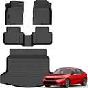 Auxko All Weather Floor Mats Cargo Mat Fit for 2025 2026 Honda Civic Hybrid Hatchback (Not Sedan) Accessories Odorless Anti-Slip Floor Mats Trunk Mat for Honda Civic Hybrid Black
