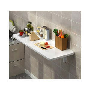 39.3" × 15.7" Wall Mount Folding Table, Fold Down Desk with Heavy Duty Metal Brackets, Supports 120 Lbs and Provide Station for Kitchen, Office, Car Garage, Utility Room, Small Space, White