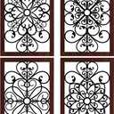 4 Pieces Thicken Rustic Wall Decor Modern Farmhouse Wooden Hollow Carved Design Wall Art for Living Room Bedroom Hallway Decor Office Kitchen Wall Decoration (Traditional Style) (11.8 x 7.3 inch, Dark Brown)