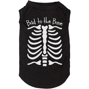 Halloween Dog Shirt for Pet Clothes Halloween Skeleton Hoodies Glowing Skull Cute Shirt Breathable Stretchy Costumes (Large, Black-2)