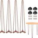 28" Hairpin Table Legs: Set of 4 Metal Furniture Legs with Floor Protectors for Nightstand Coffee Table Bench Desk Home DIY Projects Heavy Duty Support Hairpin Table Legs (Antique Copper)