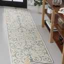 JONATHAN Y SVH100B-28 Danae Classic Cottage Filigree Scroll Reversible Machine-Washable Cream/Navy 2 ft. x 8 ft. Indoor/Outdoor Runner Rug for Backyard, Patio, Porch, Non-Shedding, Hose-Washable (2' x 8' (Rectangular))