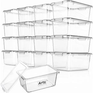 16 Pcs Classroom Storage Cubby Bins with Latching Lid,Clear