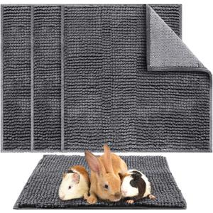 Amylove 4 Pcs Guinea Pig Cage Liner Washable Fleece Pee Pads Pet Dog Cat Bedding Training Mat for Small Animal Guinea Pig Puppy Bunny Hamster(12 x 12 Inch,Square,Dark Gray)