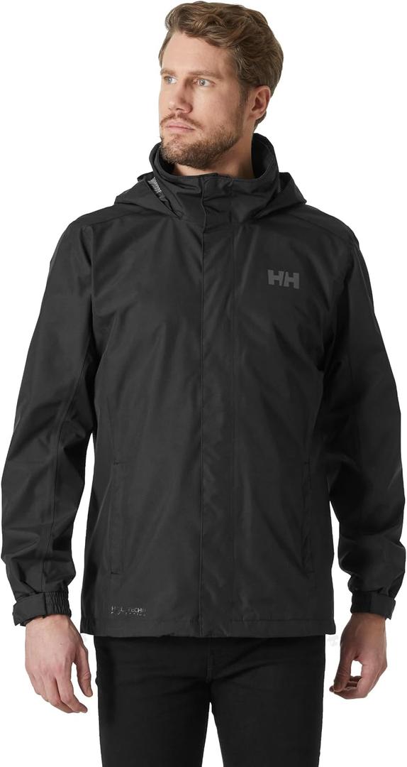 Helly Hansen Men's Dubliner Jacket Waterproof, Windproof, Breathable Shell Rain Coat with Packable Hood (990 Black)