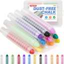 Dustless Chalk for Kids, 12 Pcs Non-Toxic Washable Sidewalk Chalk Pens, Vibrant Colored Chalk for Chalkboard & Blackboard Drawing, Wet Erase Easy Clean Art Set