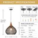Black Rattan Pendant Light, 15.7" Rattan Chandelier Hand-Woven Wicker Pendant Light Fixtures with Solid Wood, Basket Hanging Lighting for Dining Room Kitchen Island Living Room, D 16", Large