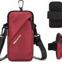 Cell Phone Holder Arm Band, Small Crossbody Shoulder Holsters Bag with Armband, Fits iPhone and All Cell Phones, Use for Running, Walking, Hiking & Biking (Plus Size,Red)