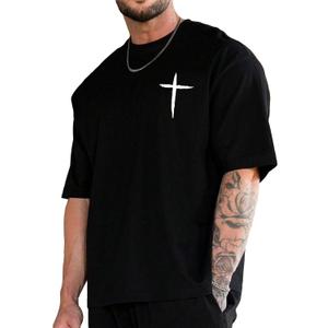 Men's Plus Size Graphic Print Round Neck Tee Short Sleeve Regular Fit Pullover T Shirt Streetwear (4X-Large, Black)