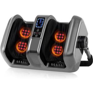 Foot Massager with Heat, Deep Kneading Electric Feet Massager with Remote Control, Calf Ankle Leg Relaxation Machine for Home & Office, Gift for Women & Men