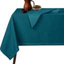 Native Fab Tablecloth 52x70 Inches - 100% Cotton, Durable, Wrinkle-Free, Machine Washable Table Cover for Dining Room, Banquets, Parties, Holiday, Events - Elegant, Easy Care, Home Dcor - Teal Green