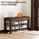Homleke Shoe Rack Bench with Flip-Top Storage, Solid Wood Entryway Bench with Cushion, Adjustable Shelf, for Hallway, Mudroom, Closet Walnut, 31.5"