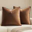 MIULEE Pack of 2 Brown Decorative Velvet Throw Pillow Cover Soft Pillowcase Solid Square Cushion Case for Sofa Bedroom Car 20x20 Inch 50x50 Cm
