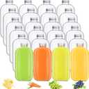Thenshop 24 Pack Plastic Bottles with Caps, Clear Juice Bottles Flat Water Bottle Plastic Flask Bottle Reusable Mini Beverage Container for Drinks, Milk, Tea, Alcohol, Liquor (12 oz)