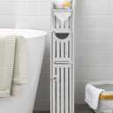 AOJEZOR Bathroom Storage Cabinet: Small Bathroom Storage Cabinet - Toilet Paper Holder Fit for Mega Roll,White