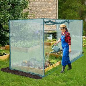 Crop Cage 4 x 8 x 6 Ft Tall Plants Protection Tent,Plant Outdoor Cage with 2 Zippered Doors,Crop Cages for Garden Plant,Plants Greenhouse Outdoor Cages for Garden, Yard, Lawn(Dark Green)