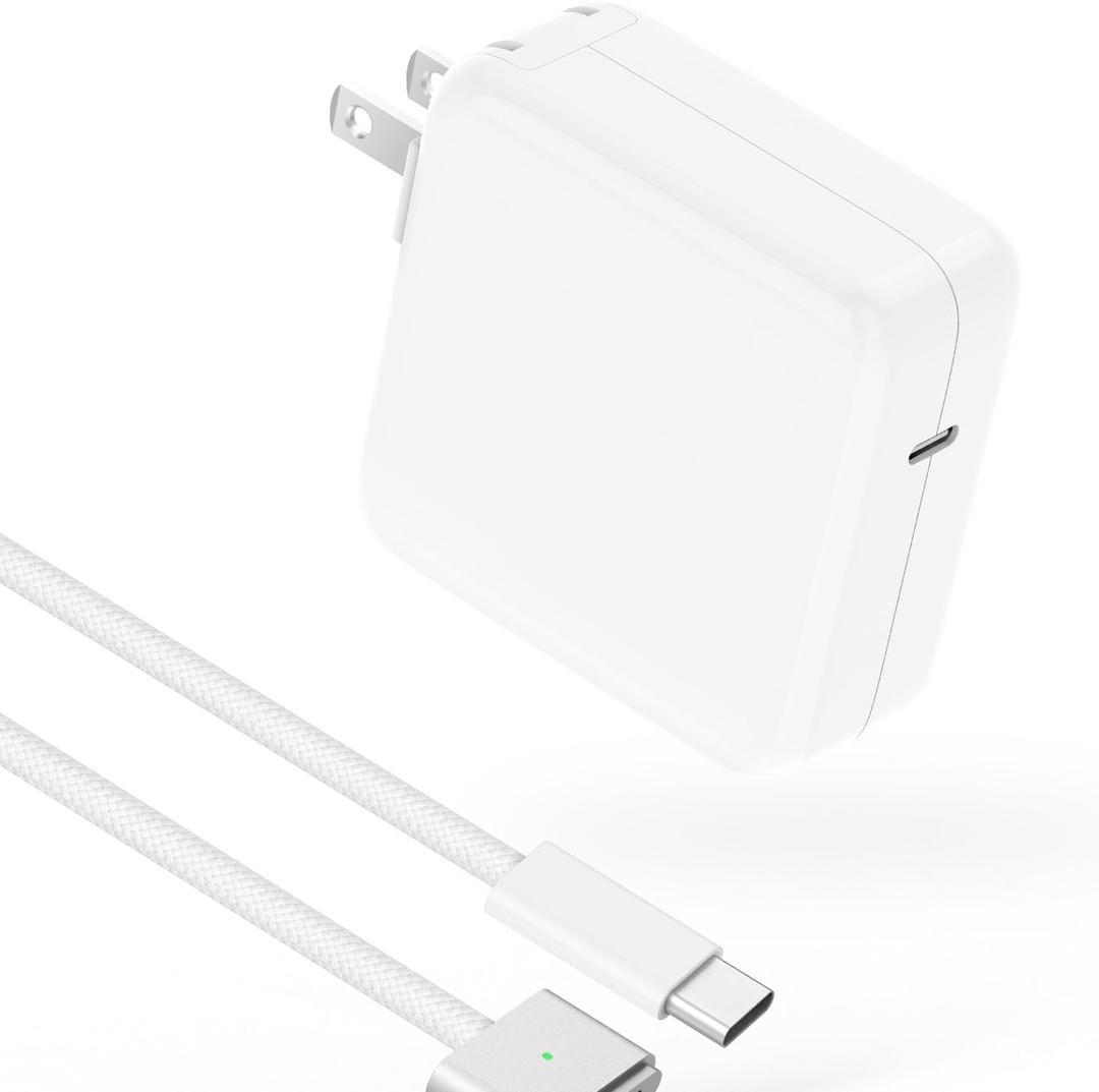 Charger for MacBook Air 13.6 15 inch Mac Book Pro 14 16 inch 2025 2024 2023 2022 2021 M5 M4 M3 M2 M1, Super Compact Power Adapter, 6.6FT USB C to Powerful Magnetic 3 Braided Cable, Original Quality (Sliver)